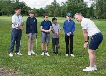 David Horsey pictured with the U12 coaching group,