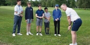 David Horsey pictured with the U12 coaching group,