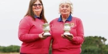 Debbie Roberts and Heather Wathan win the 2024 Coronation Foursomes Grand Final in St Andrews.