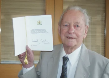 Harold with his birthday card from the King.