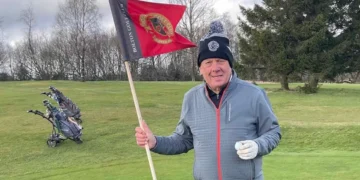 Andrew ready to celebrate his ace.