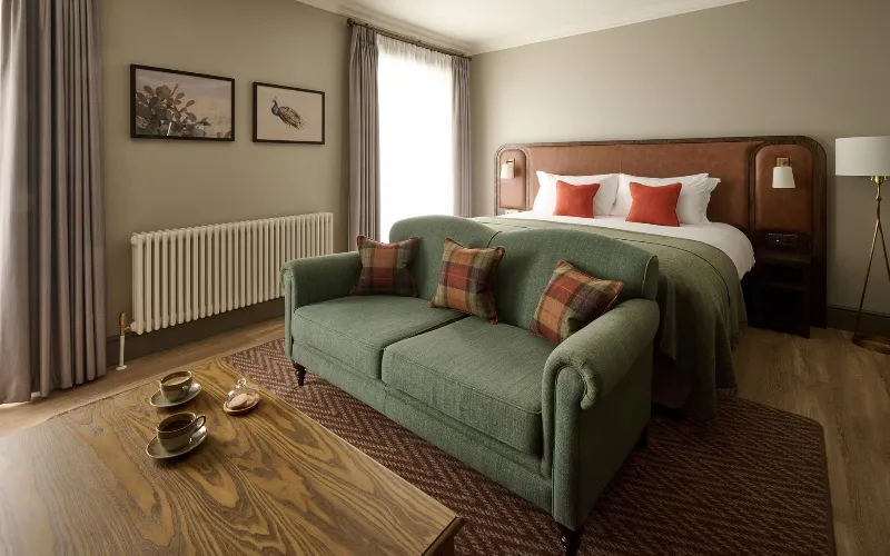 a room with a bed and a couch