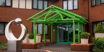 a building with a green roof