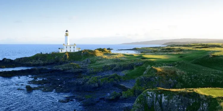 a lighthouse on a rocky island