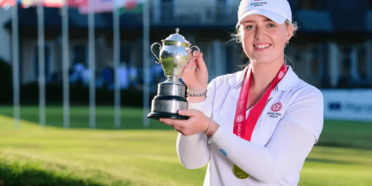 Sensational Sadie Adams seals stroke play title Sadie holding a trophy