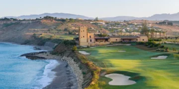 Coastal golf course with scenic views.