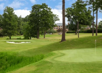'The Shoe' at Golden Horseshoe: New Par-3 Course Opens Lush green golf course under blue sky.