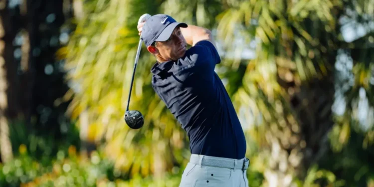 Rory McIlroy TaylorMade Qi4D fairway wood address position Tour player.