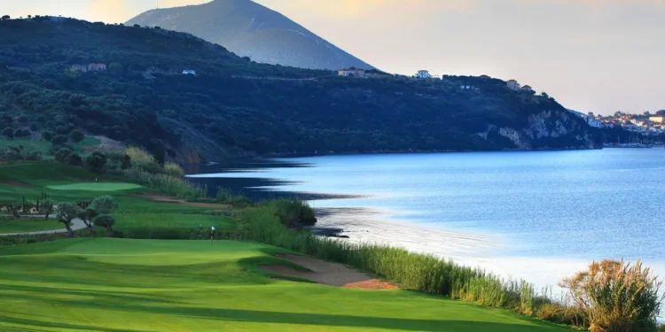 Aerial view of Costa Navarino golf resort in Greece, ranked number one in Europe’s Best Golf Resorts 2026.